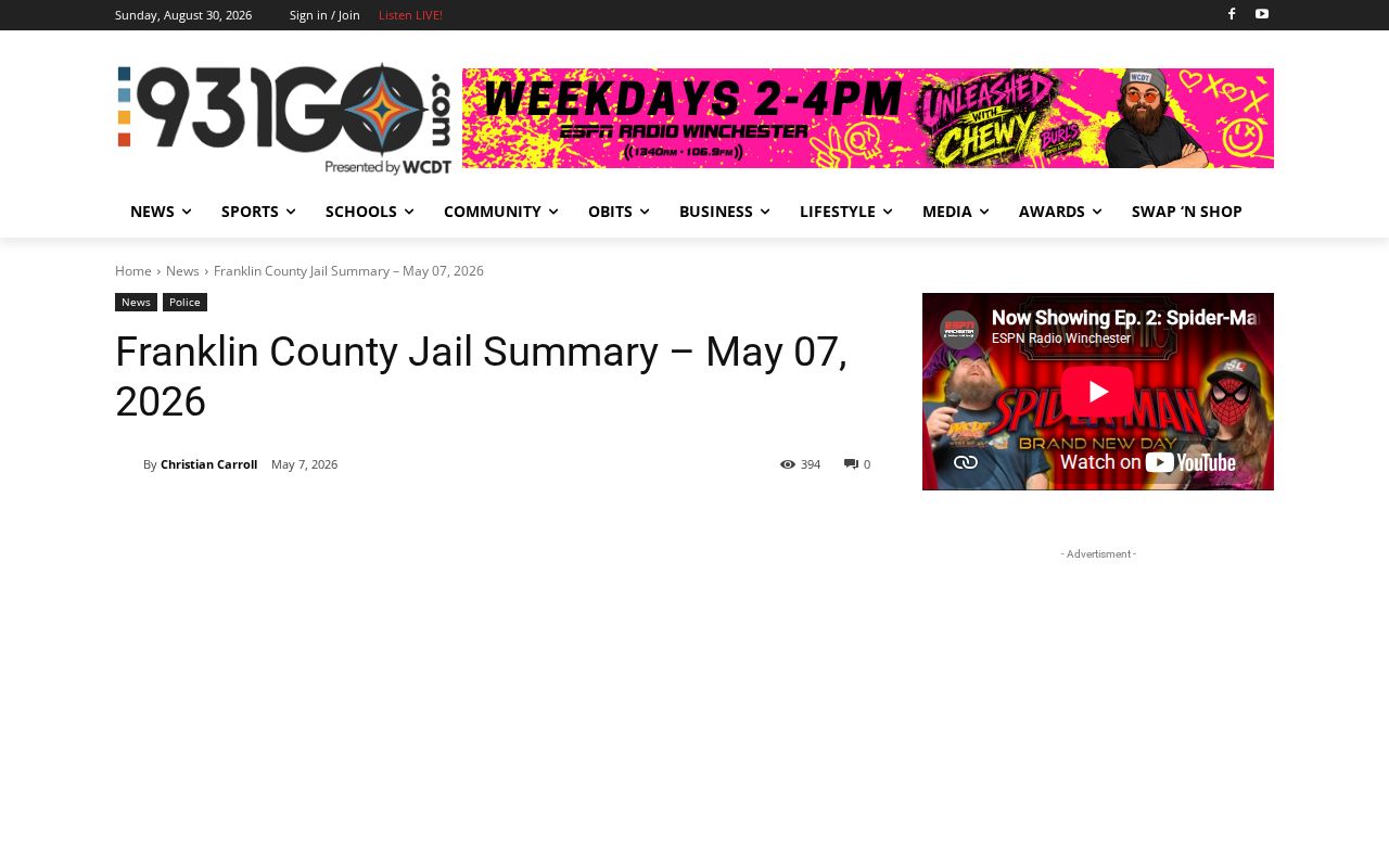 Franklin County crime news jail-summary source and booking-record reporting context