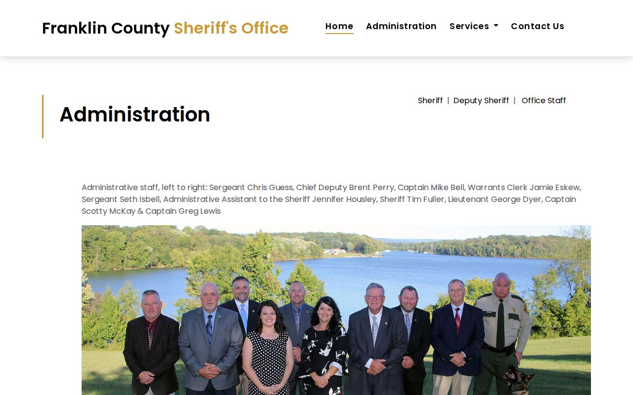 Franklin County warrant information on the sheriff administration source