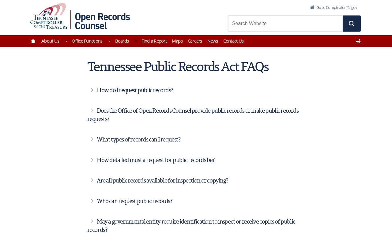 Tennessee public-records guidance for Franklin County booking-record requests